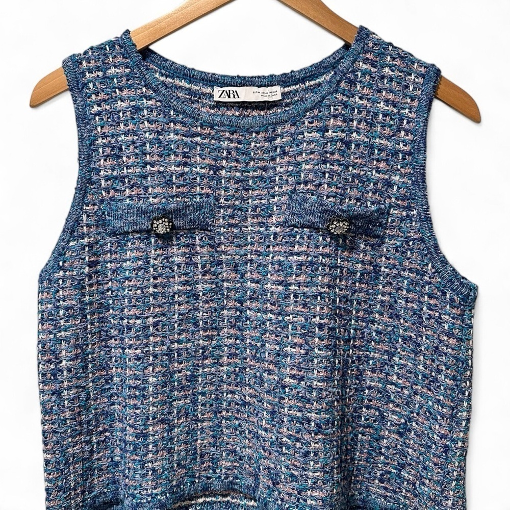 Zara Blue Metallic Thread Knit Top - Picture 4 of 10